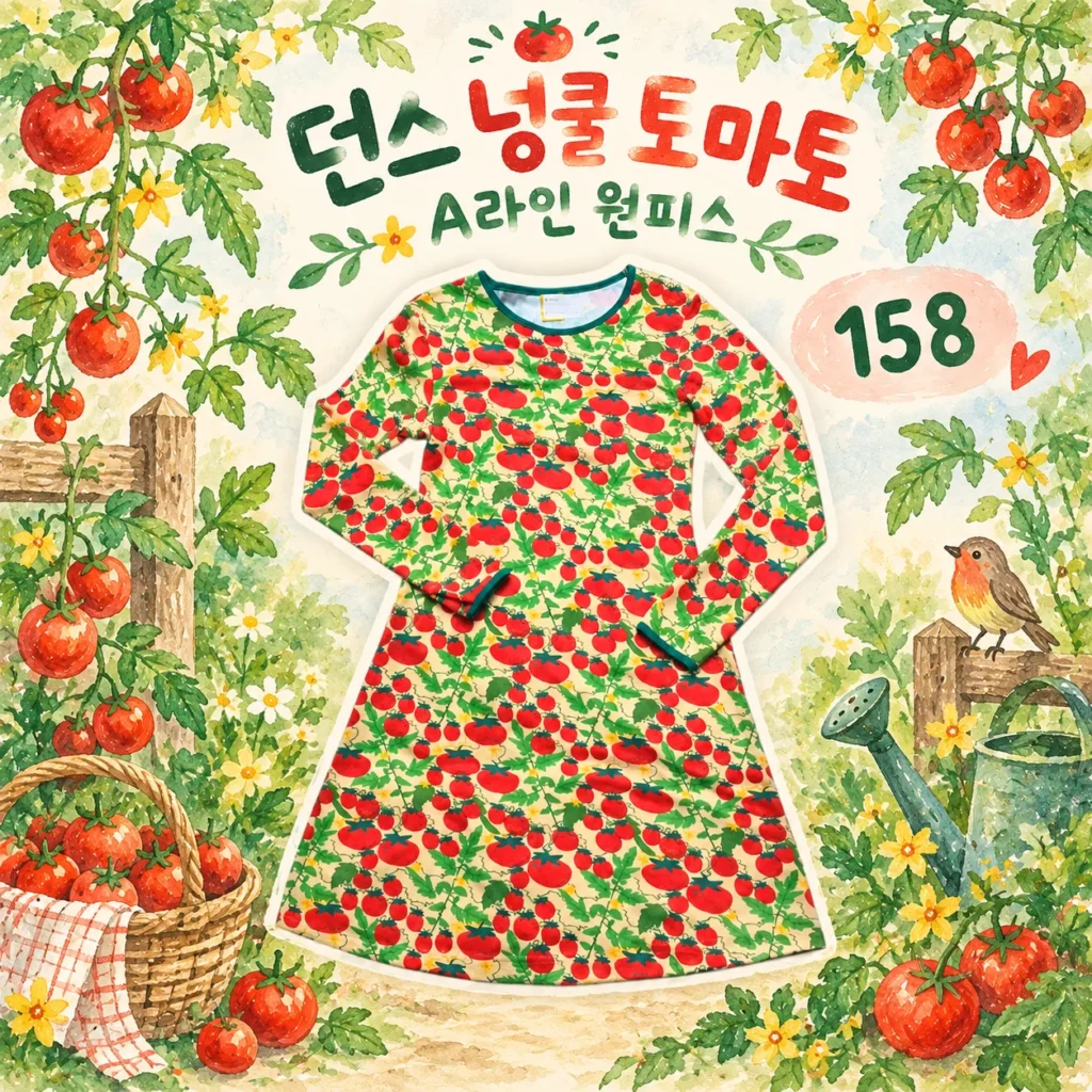 던스 넝쿨토마토 긴팔 A라인 원피스 158